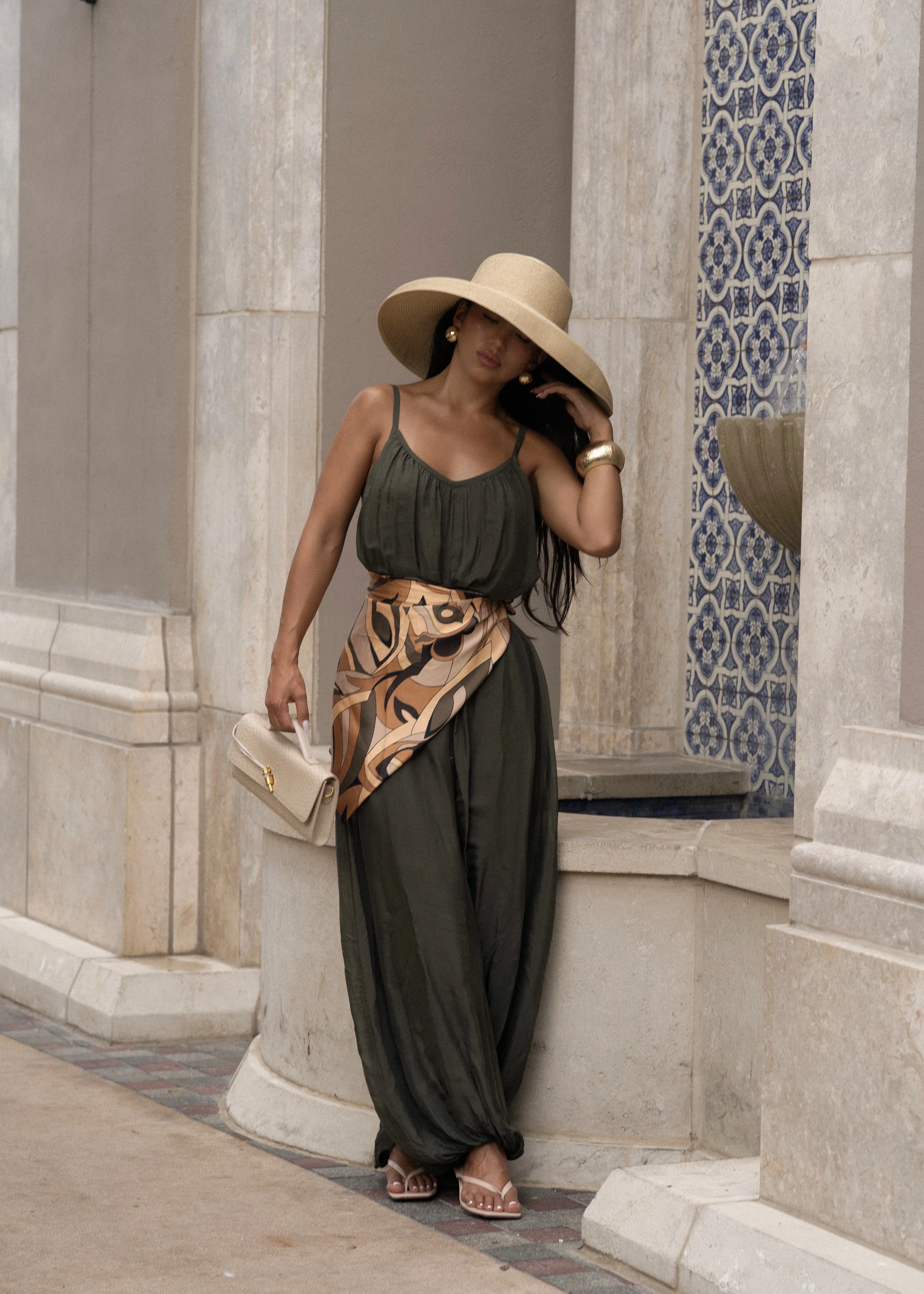 Effortless Essence Ruched Jumpsuit Green - Image 3