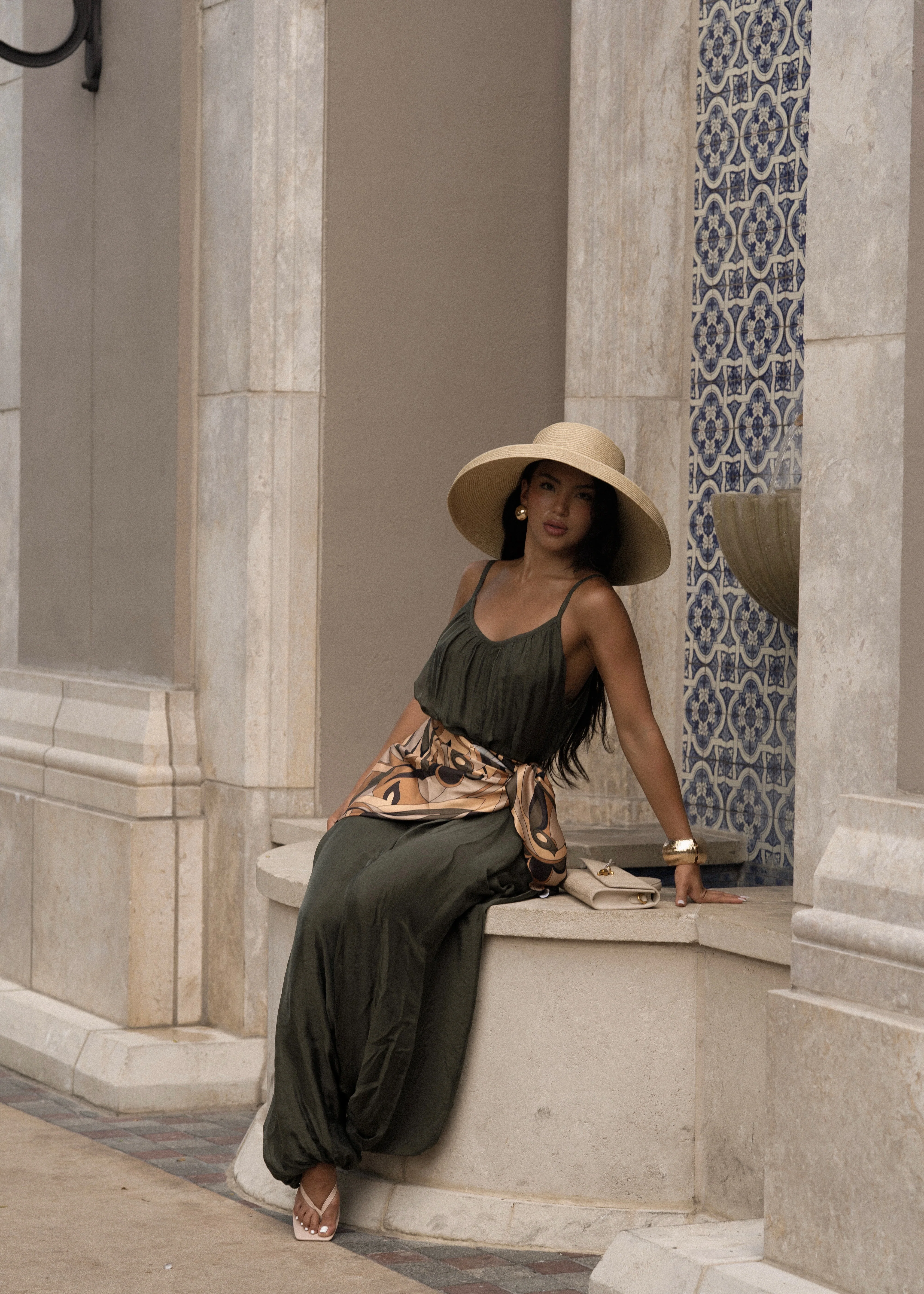 Effortless Essence Ruched Jumpsuit Green - Image 5