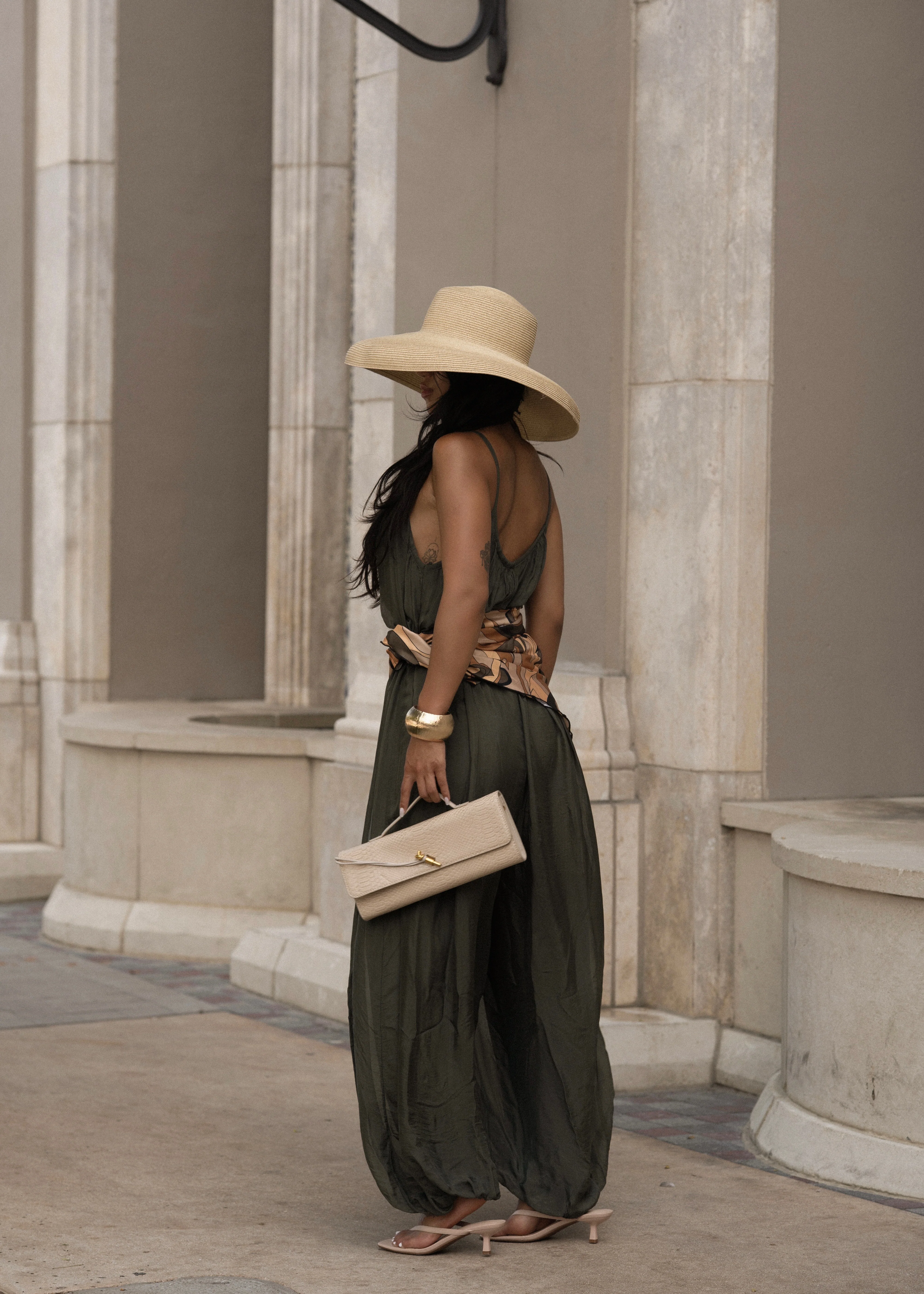 Effortless Essence Ruched Jumpsuit Green - Image 6