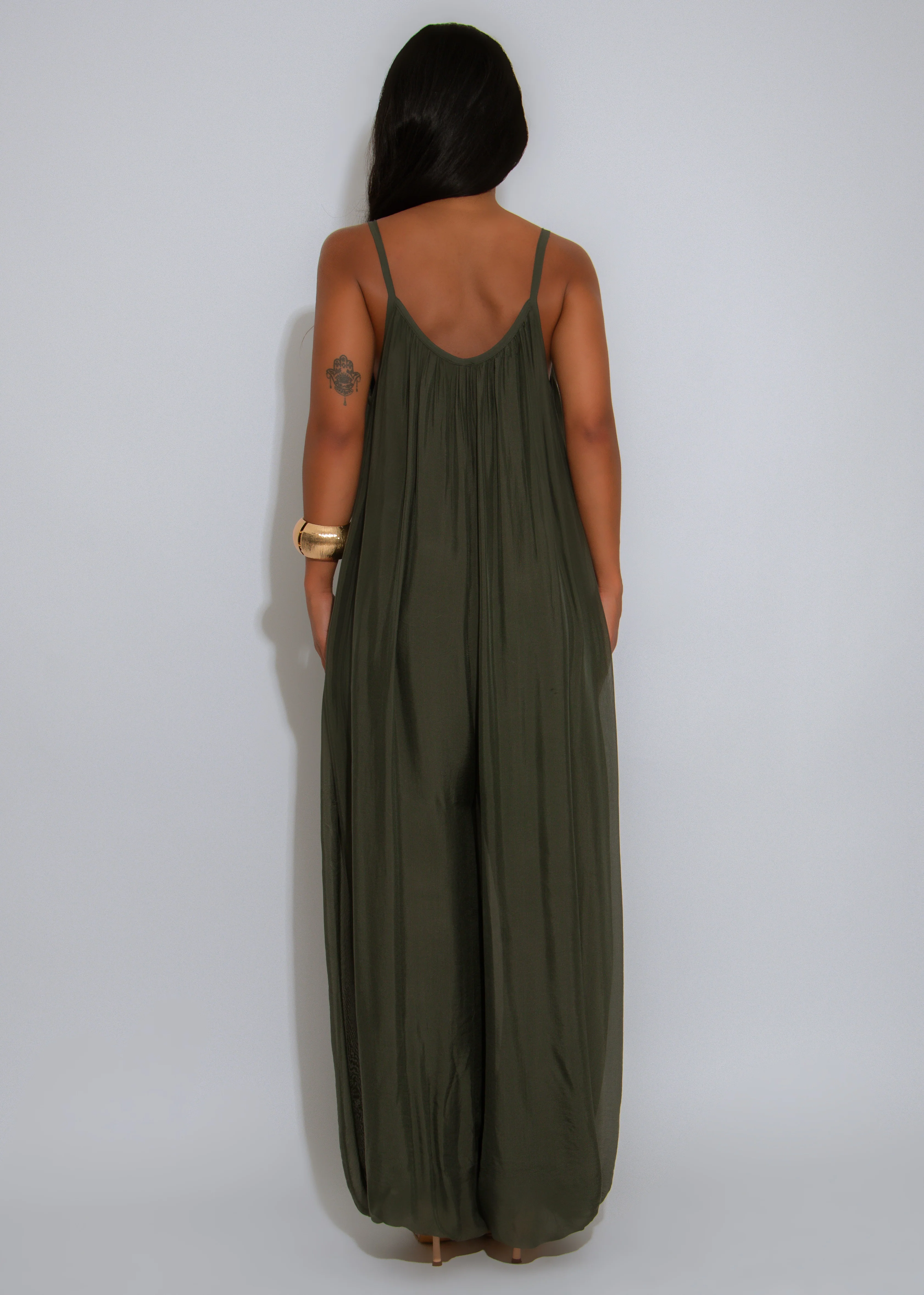 Effortless Essence Ruched Jumpsuit Green - Image 8