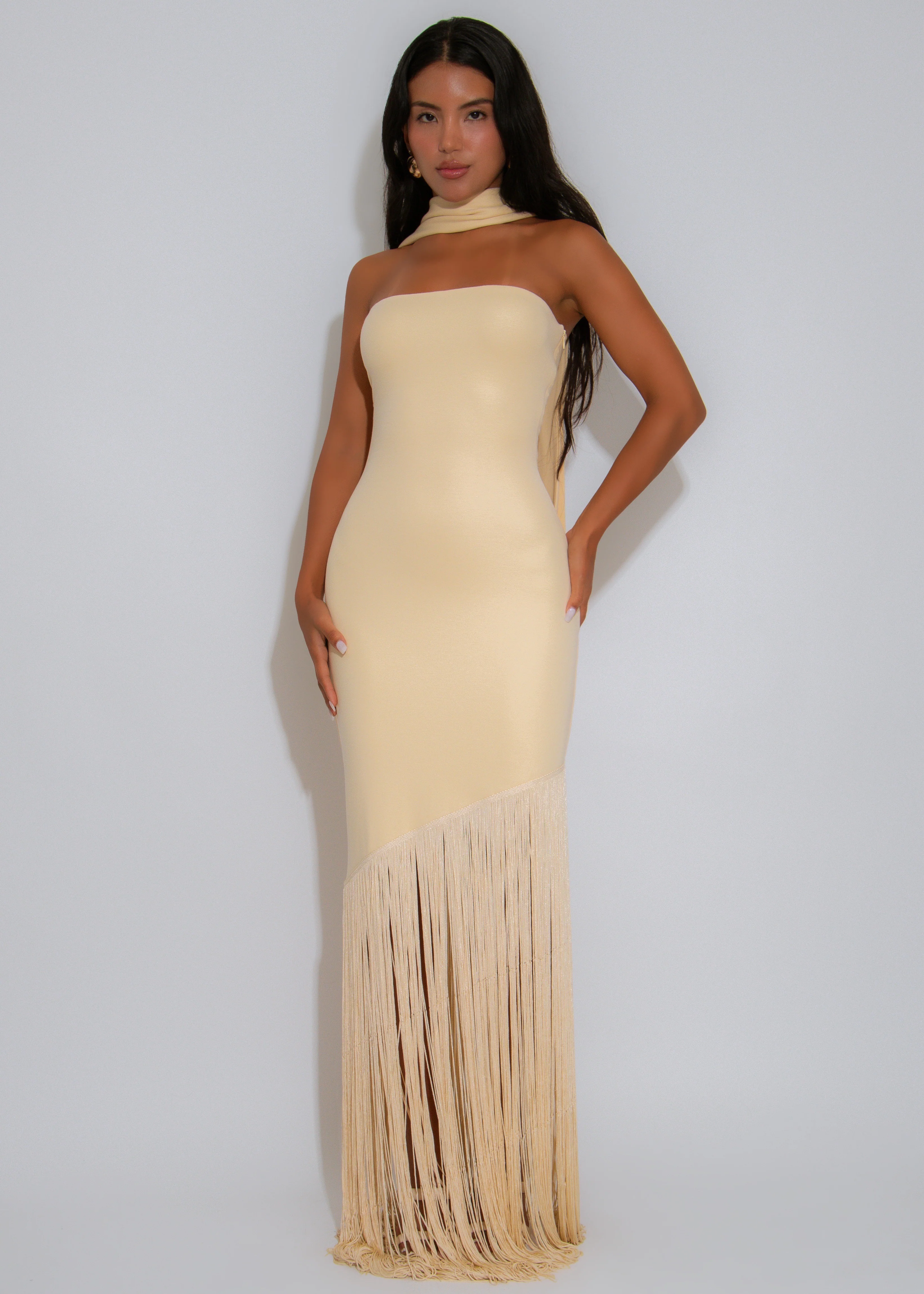 Endless Allure Fringes Maxi Dress Yellow - Image 4