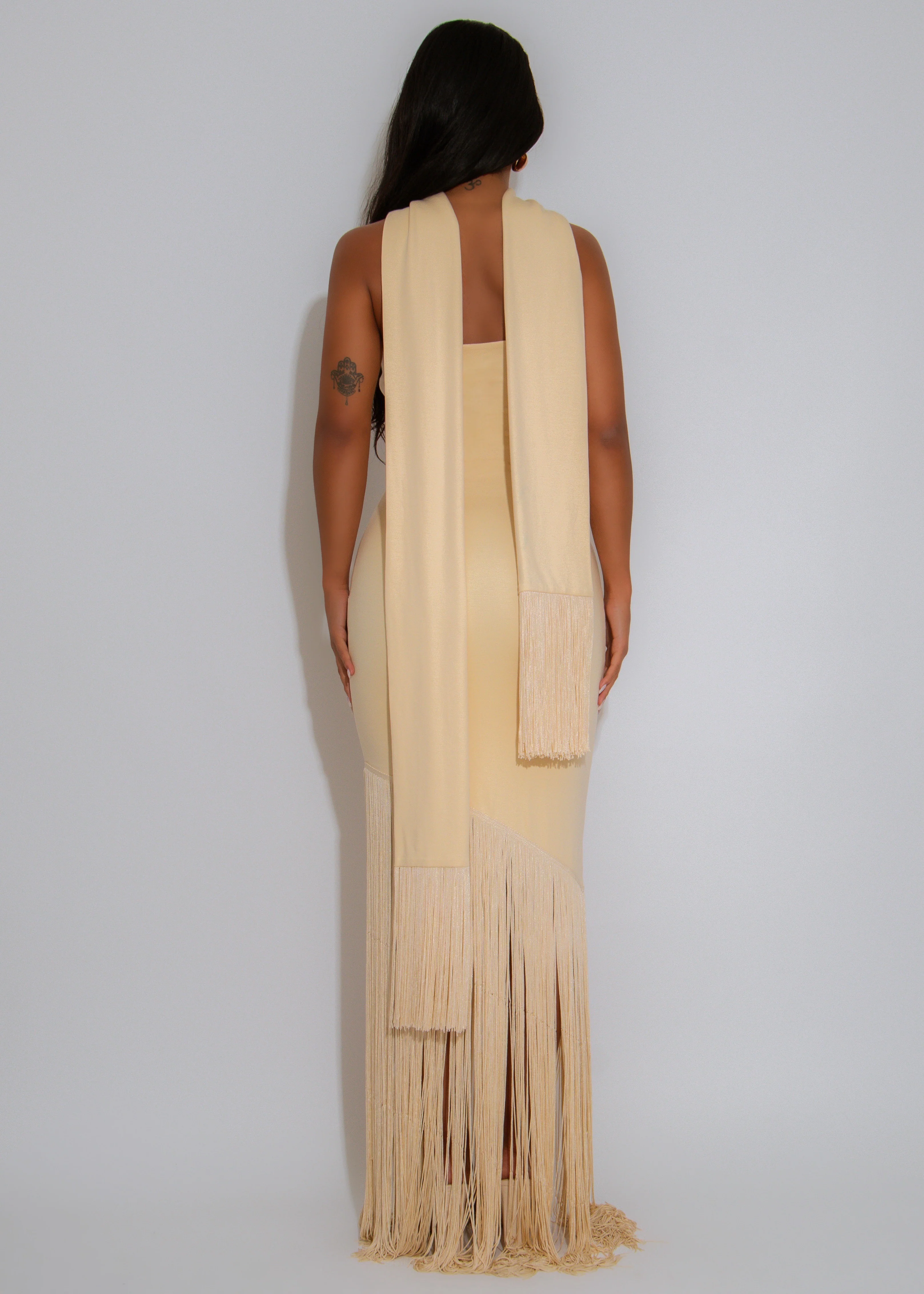 Endless Allure Fringes Maxi Dress Yellow - Image 5