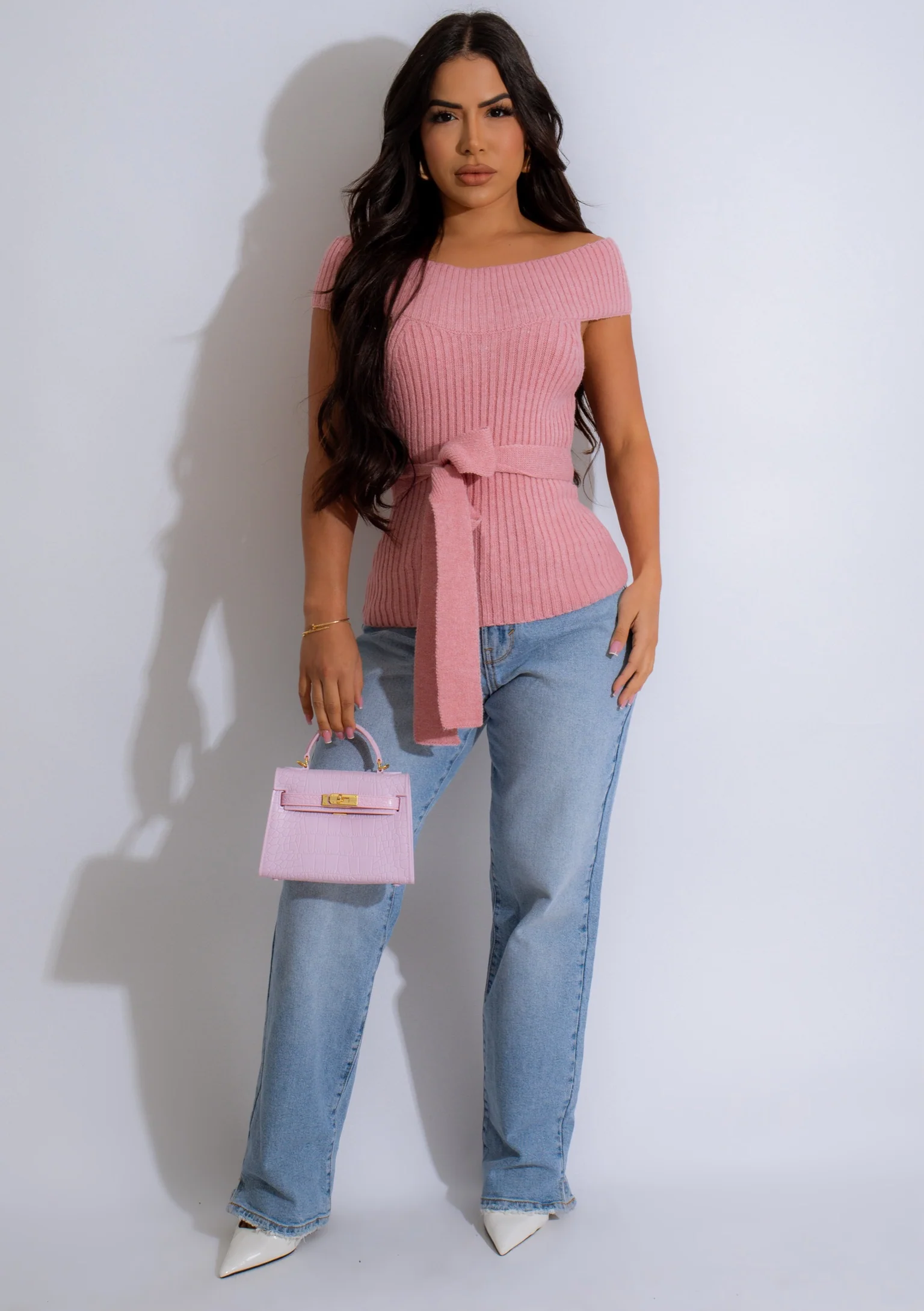 She's Cozy Knit Top Pink - Image 3