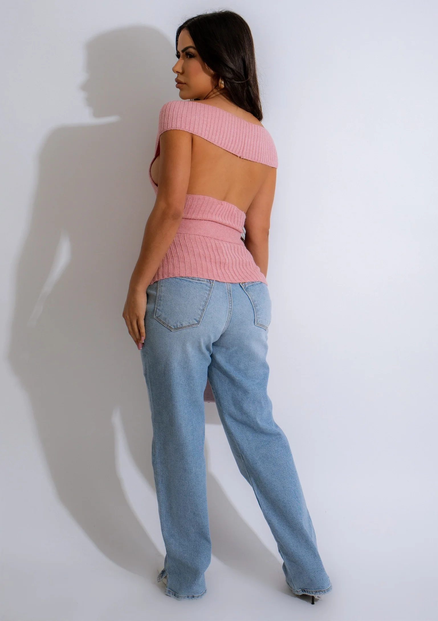 She's Cozy Knit Top Pink - Image 4
