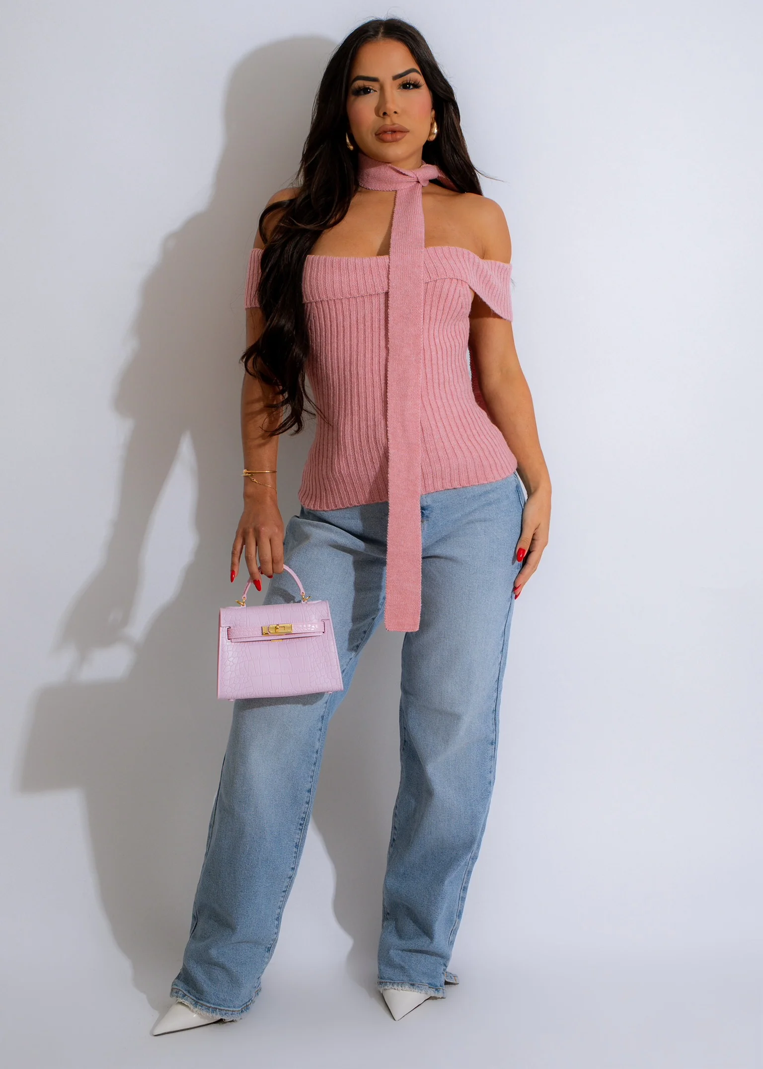 She's Cozy Knit Top Pink - Image 6