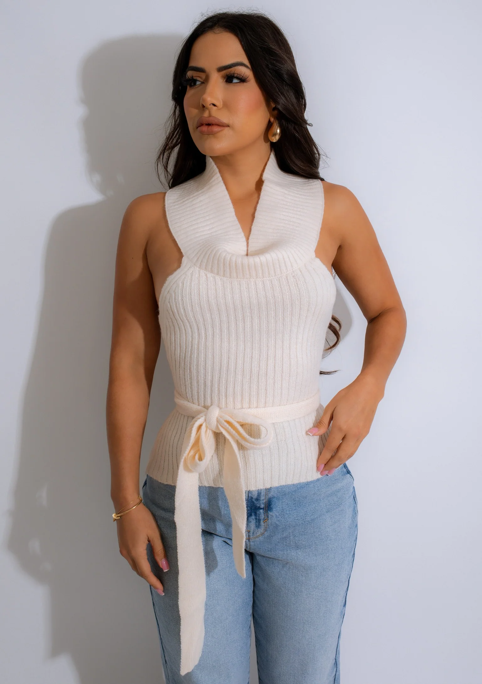 She's Cozy Knit Top White - Image 3