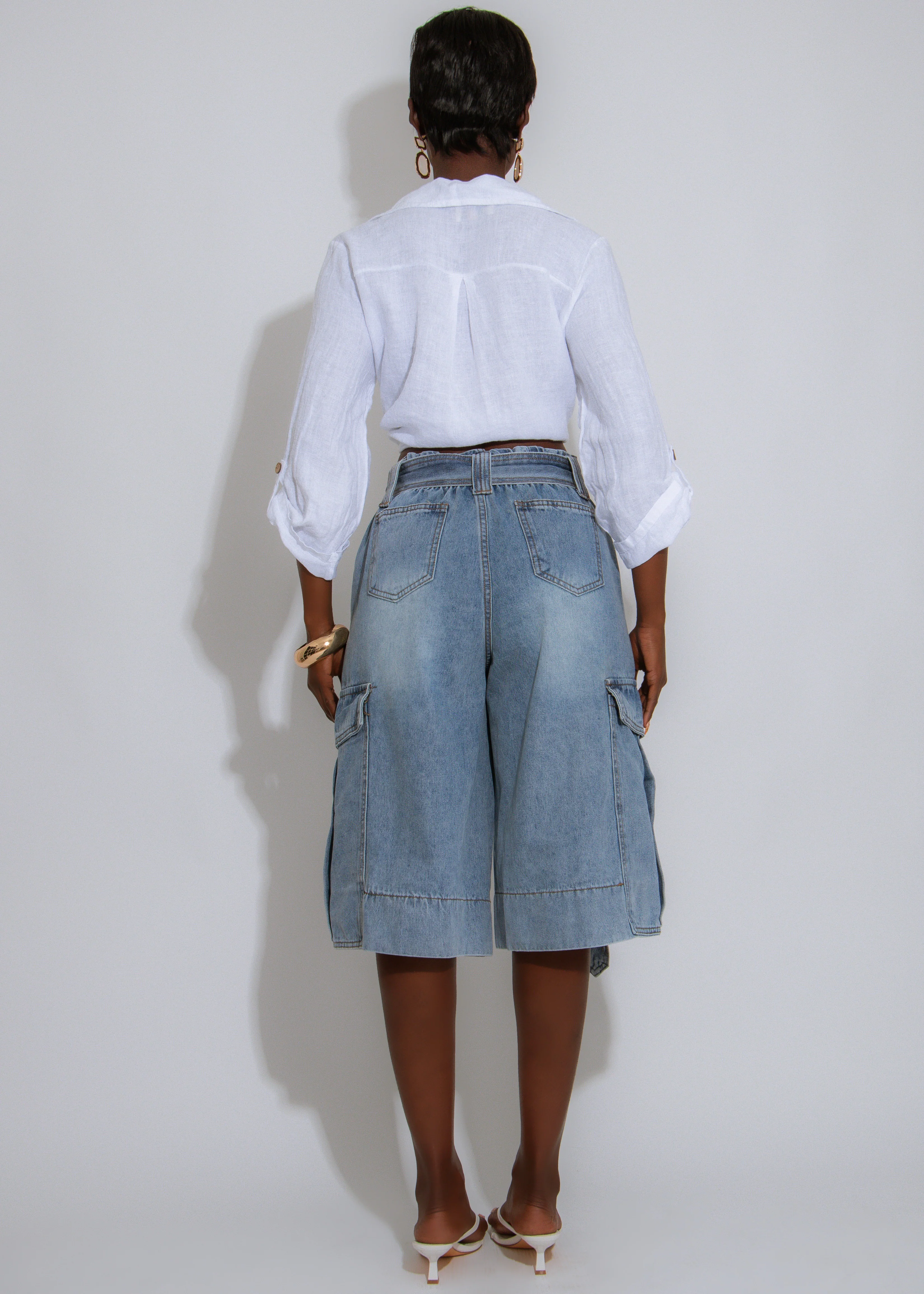 Utility Flow Cargo Capri Denim - Image 3